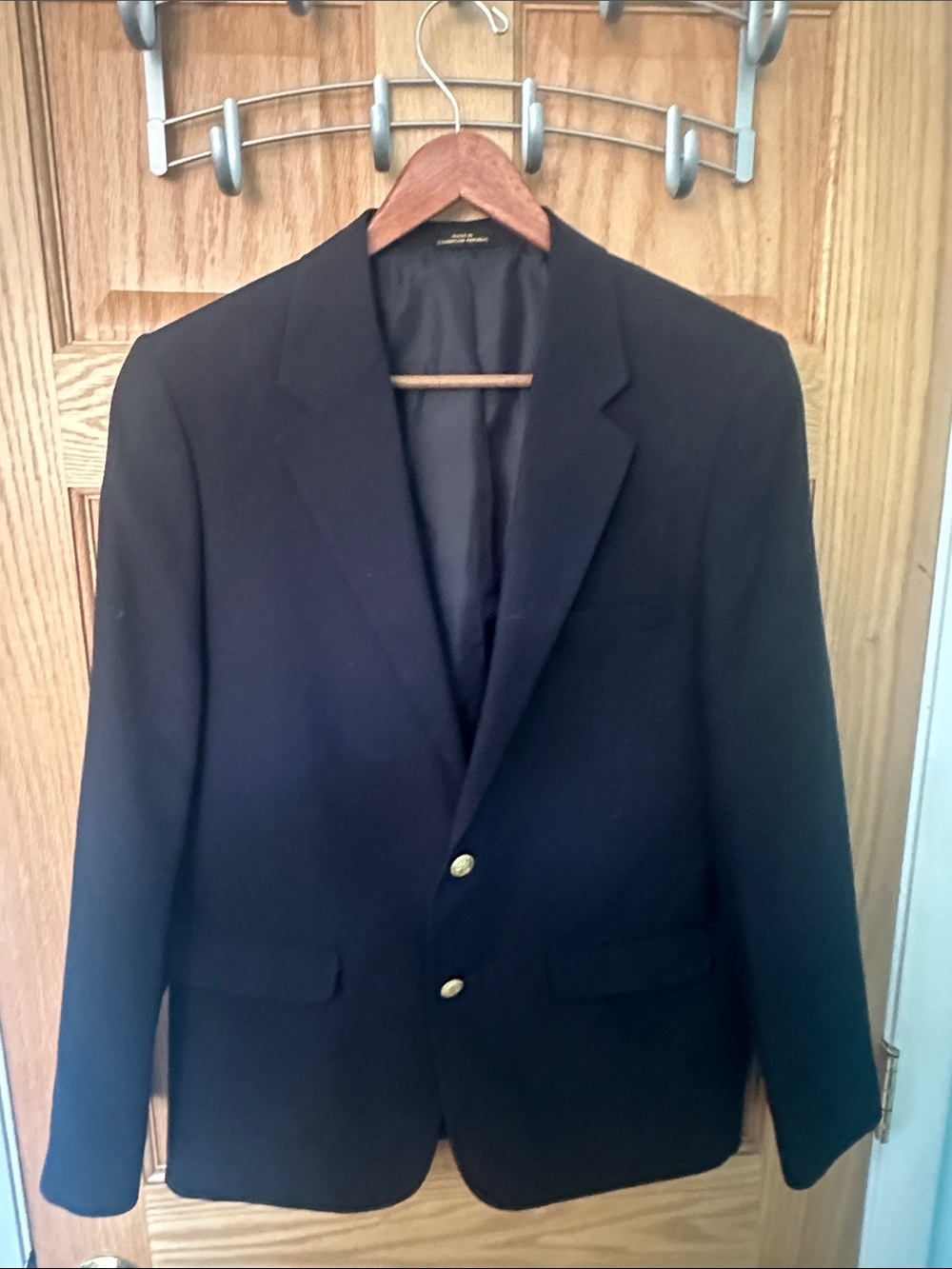 Class Club Dark Navy Single-Breasted Blazer with Gold Buttons